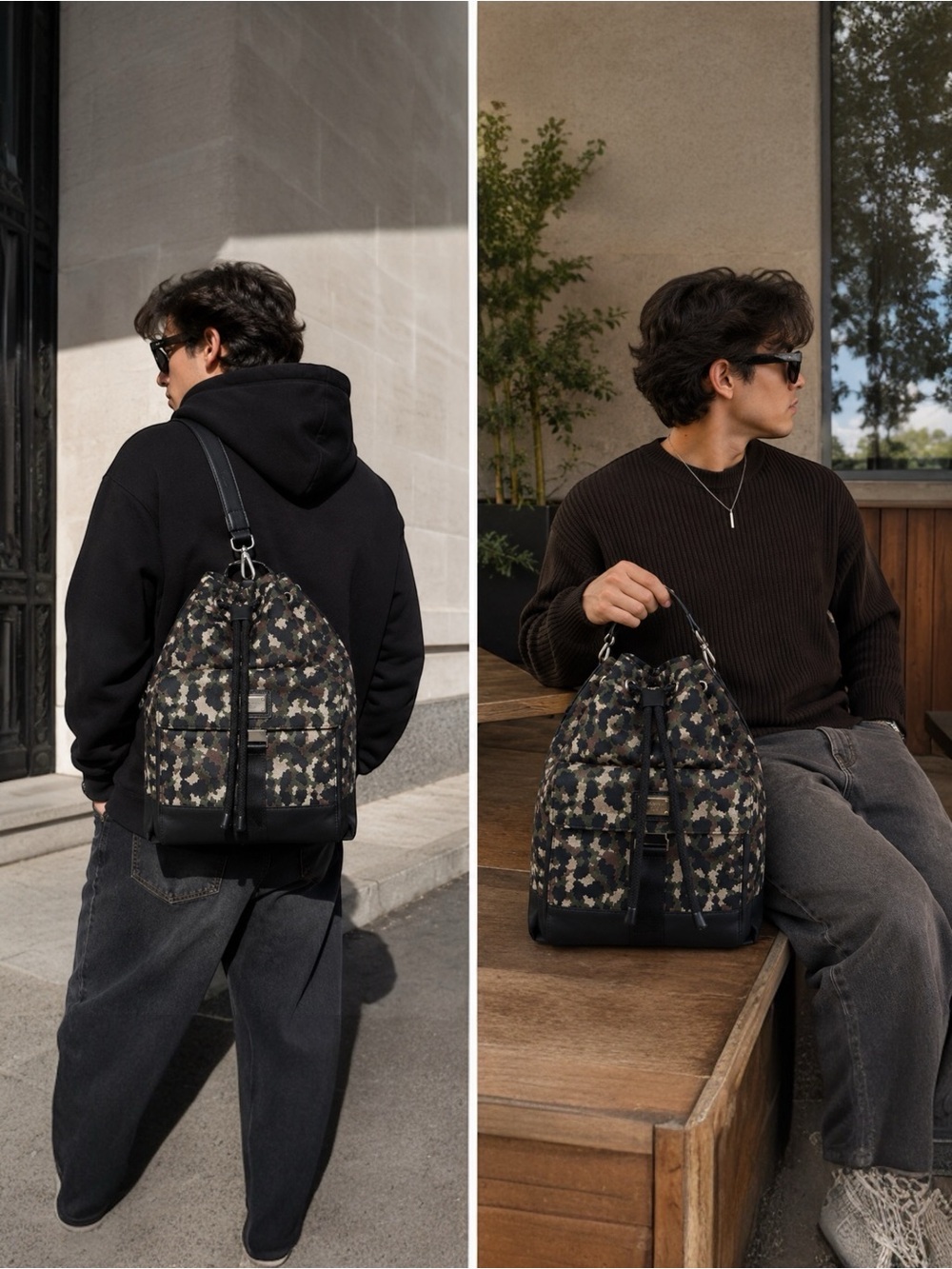$2900 NWT Dolce & Gabbana Leopard Camouflage Jacquard Bucket Bag Backpack